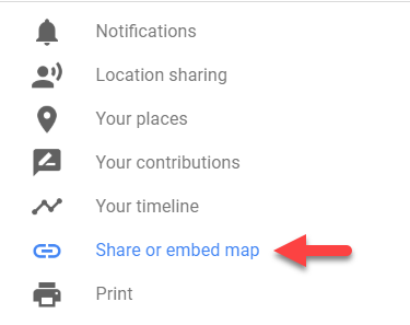 دکمه ی اشتراک گذاری نقشه ی گوگل
