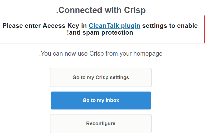 متصل شده به وبسایت Crisp