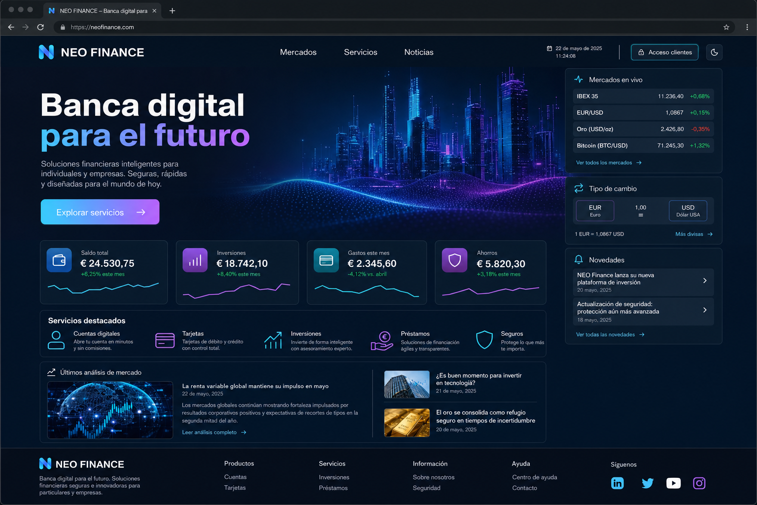 NEO finance website example