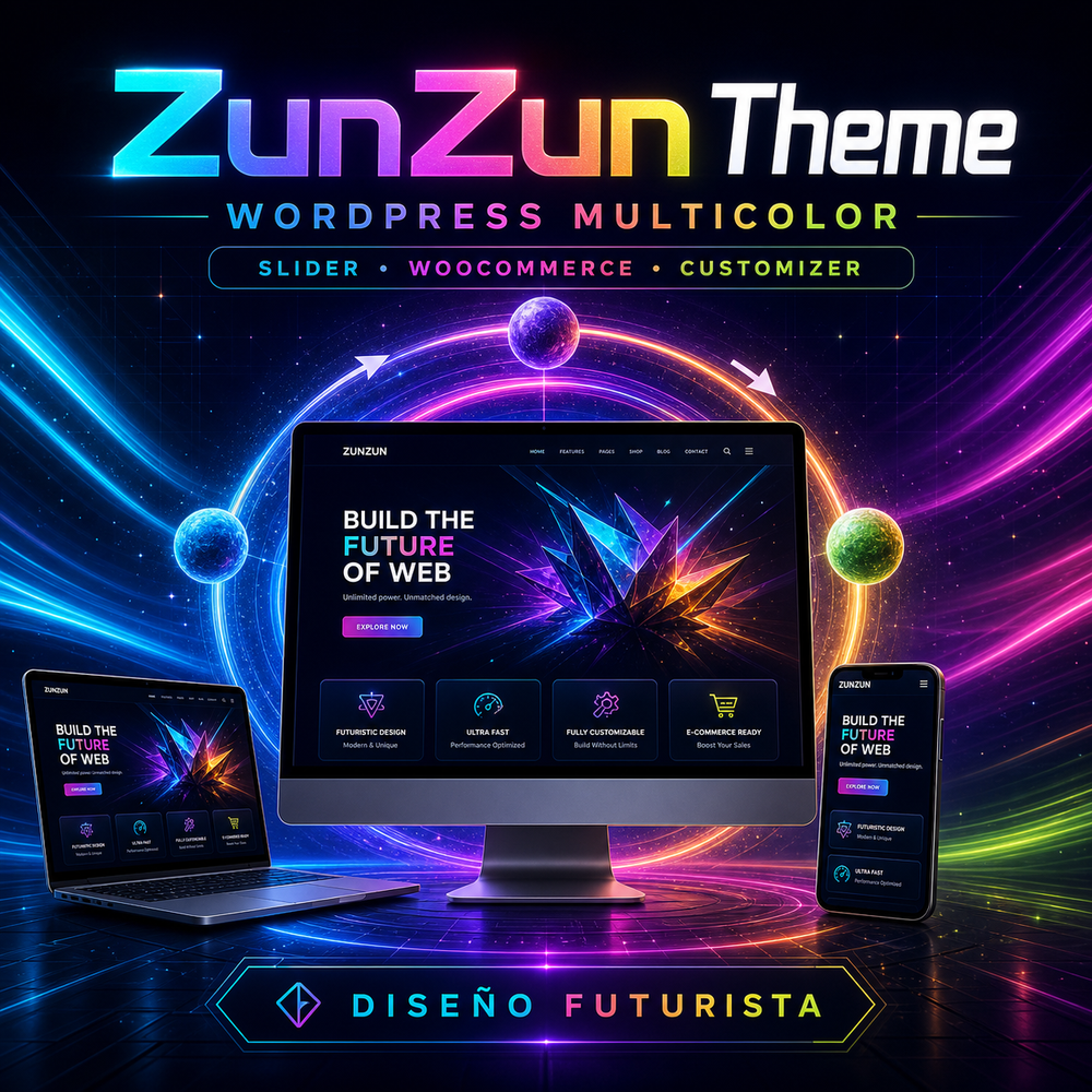 ZunZun futuristic multicolor WordPress theme